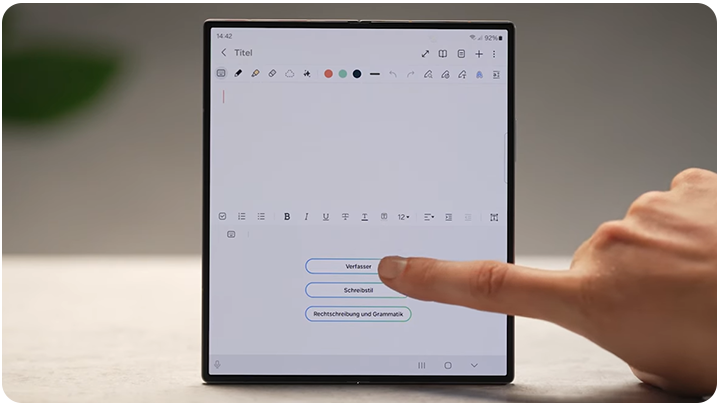 Galaxy Z Fold6: Galaxy AI - Texte mit Verfasser erstellen