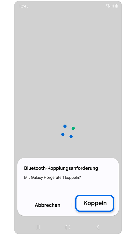 Popup-Fenster mit Bluetooth-Kopplungsanforderung