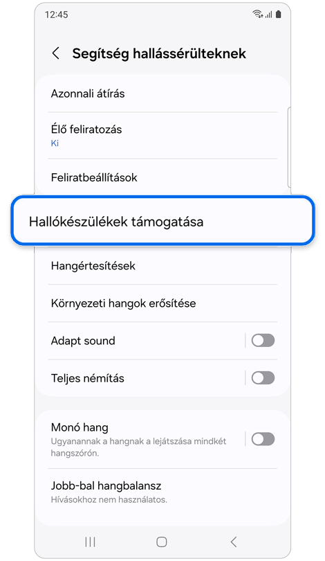 Hallásjavító funkciók
