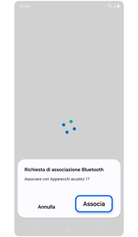 Finestra popup di Richiesta di associazione Bluetooth
