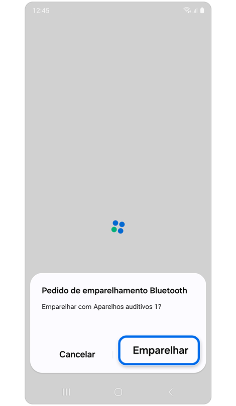Janela pop-up de pedido de emparelhamento Bluetooth