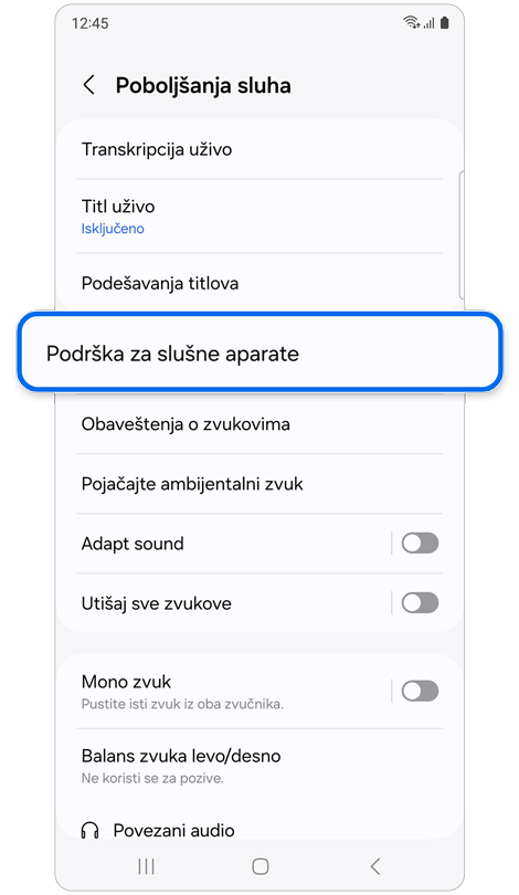 Funkcija Poboljšanja sluha