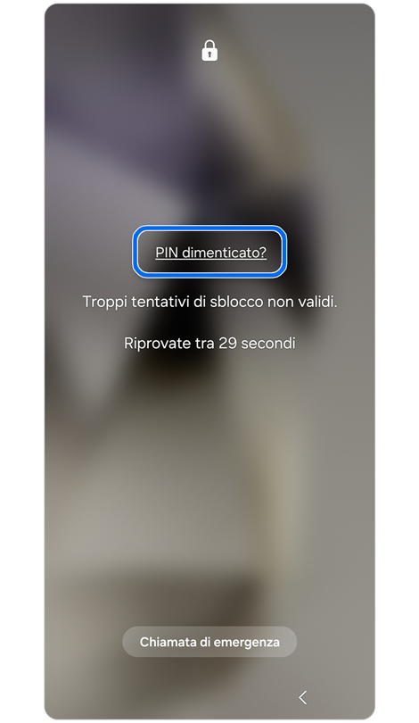 Schermata contenente il link di ripristino del blocco schermo.