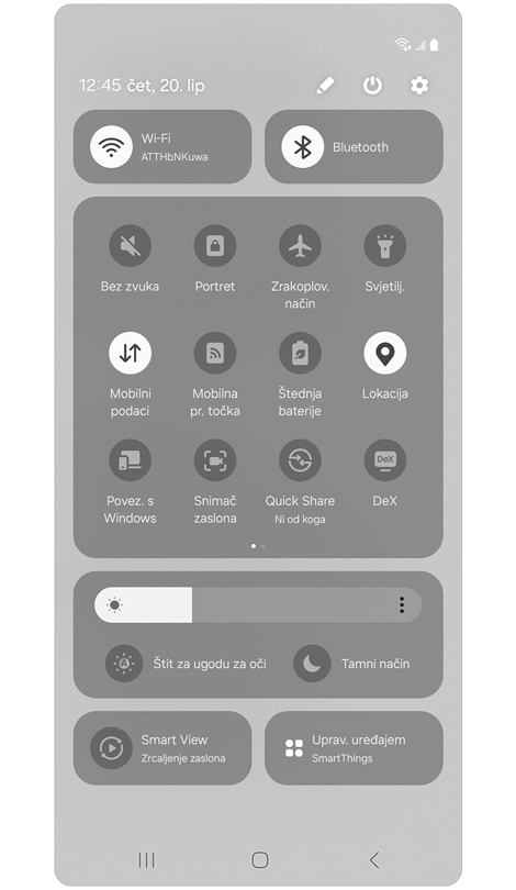 Brzi panel postavki.
