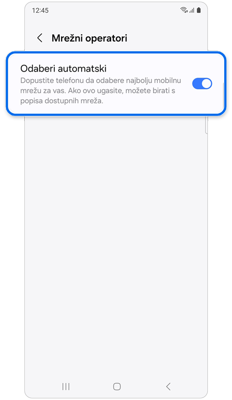 Mrežni operatori zaslon.