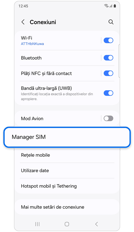 Ecranul de pornire Conexiuni.