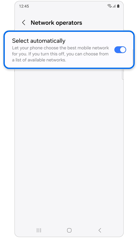 Network operators screen.