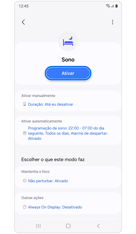Tela inicial de Sono.