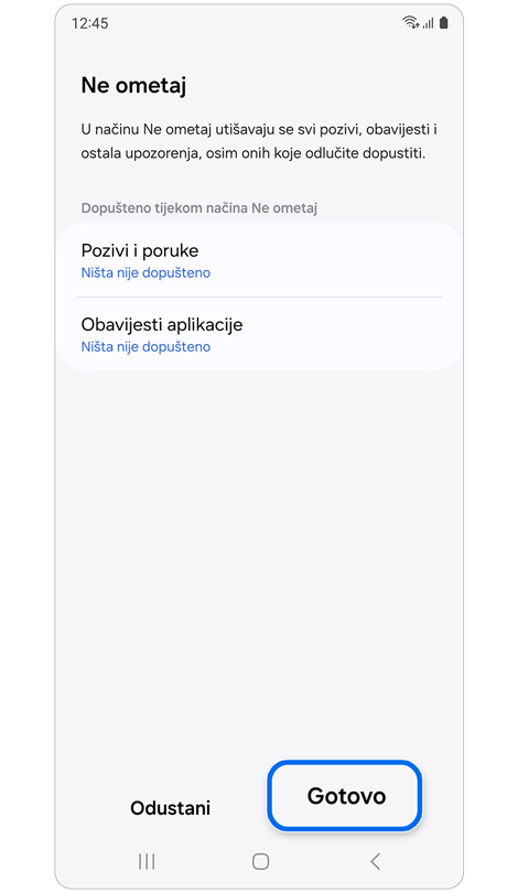 Prilagodbe opcija za "Ne ometaj" tijekom Teatar načina rada.