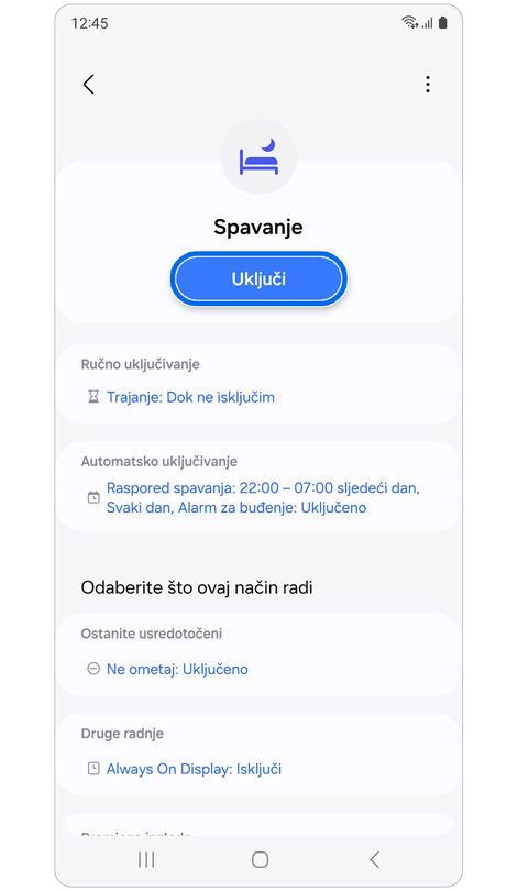 Način rada početni zaslon.