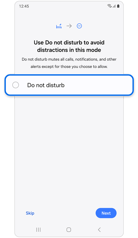 Screen to activate “Do not disturb”.
