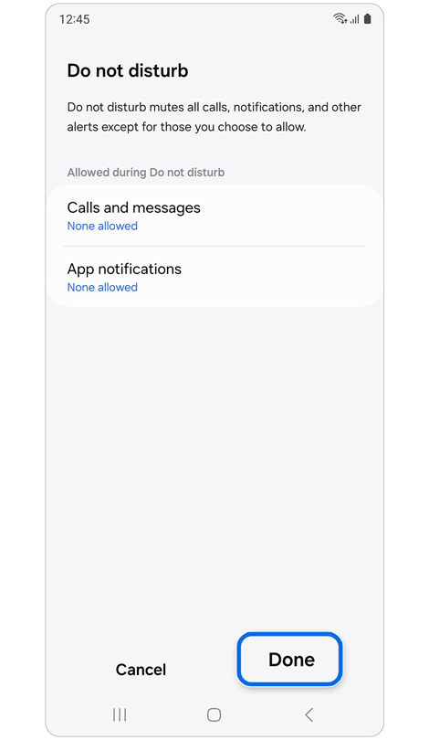 “Do not disturb” actions for “Sleep mode”.