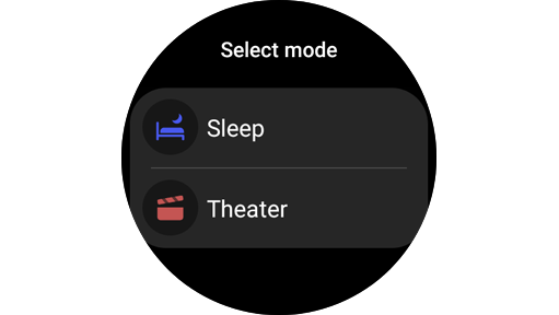 Select mode screen on a Galaxy Watch