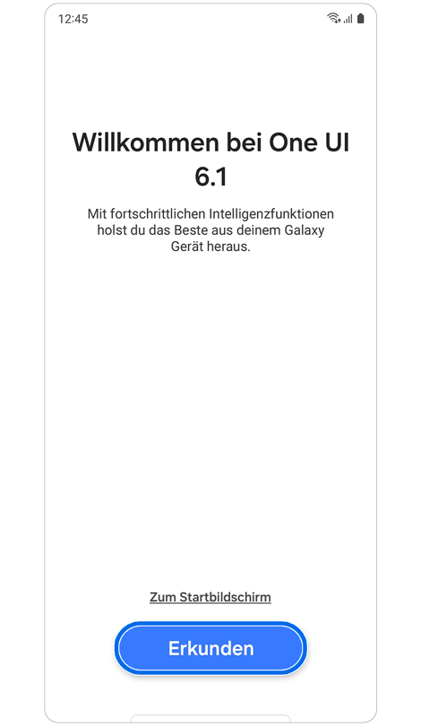 Willkommensseite von One UI 6.1