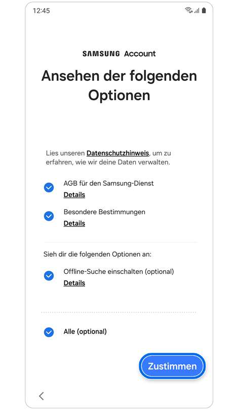 AGB für Samsung Account