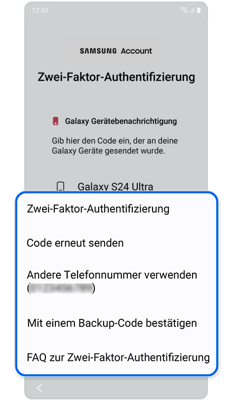Optionen für die Zwei-Faktor-Authentifizierung