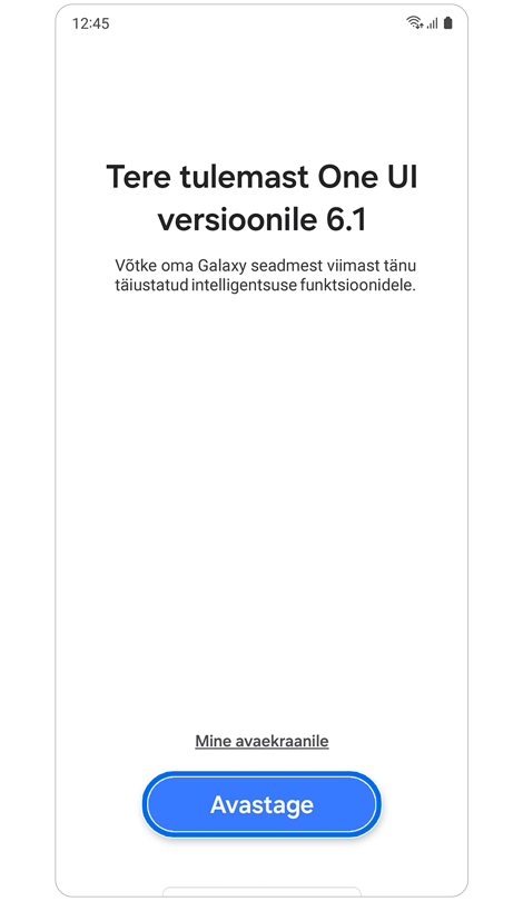 One UI 6.1 tervitussõnumi leht