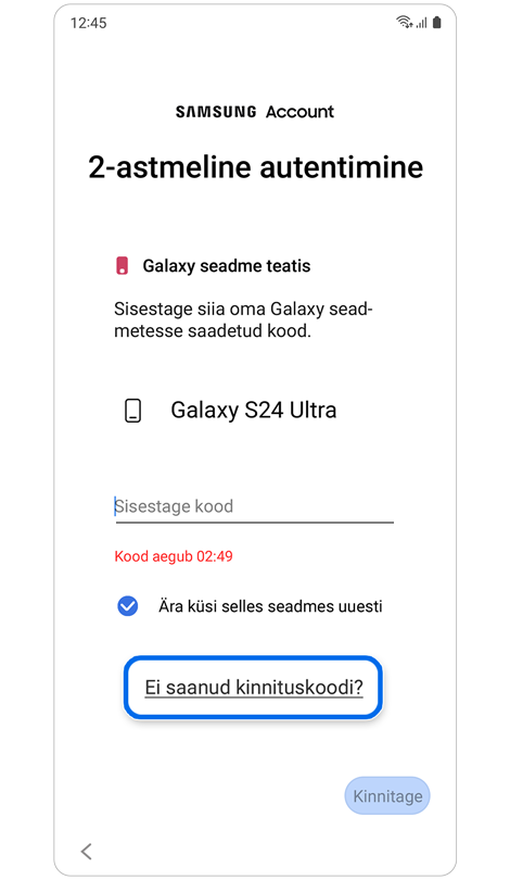 2-astmeline autentimine „Ei saanud kinnituskoodi?“
