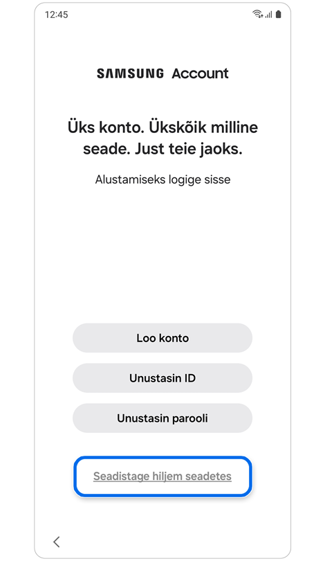 Samsung Accounti konto registreerimise ja taastamise võimalused