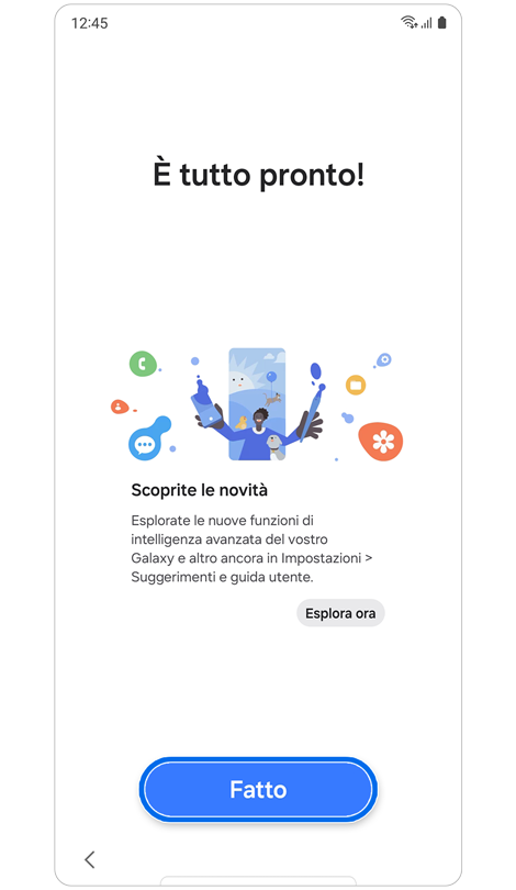 Schermata di completamento della configurazione del Samsung Account