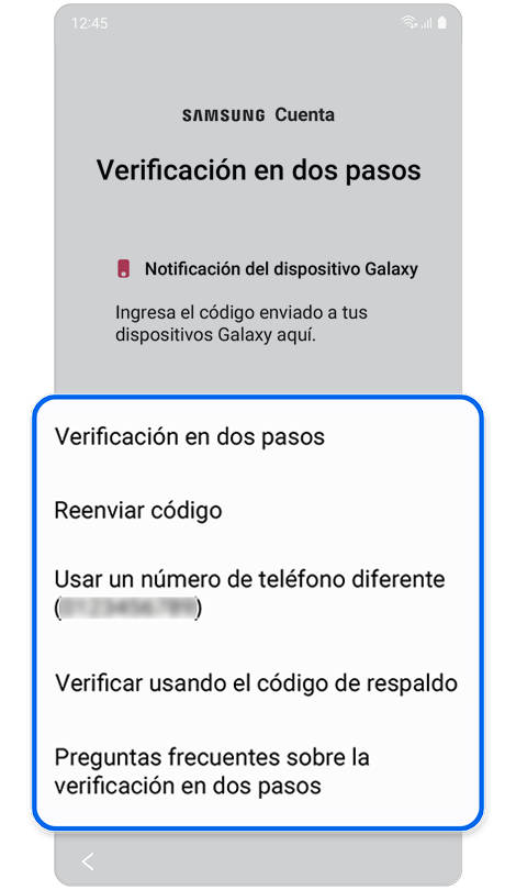 opciones de autorización de 2 pasos