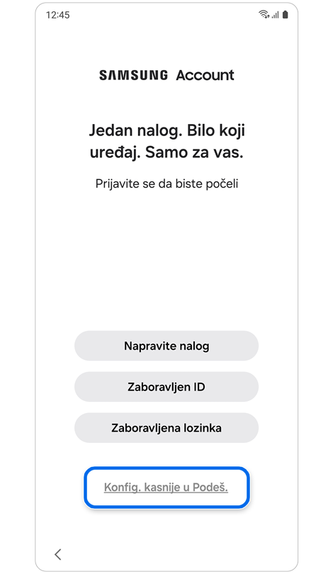 Samsung Nalog prijava i opcije oporavka