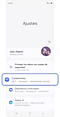 Pantalla de inicio de ajustes del teléfono Galaxy.
