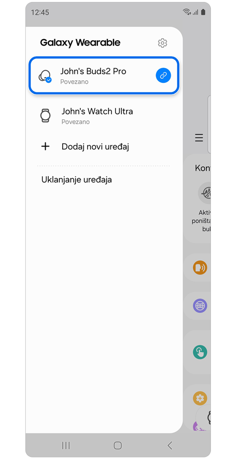 Galaxy Wearable aplikacija lista uređaja.