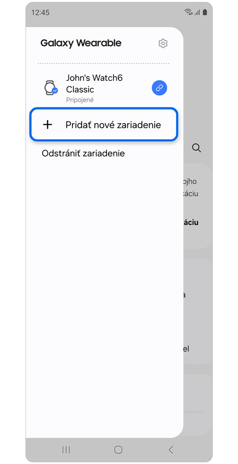 Galaxy Wearable aplikacija lista uređaja.