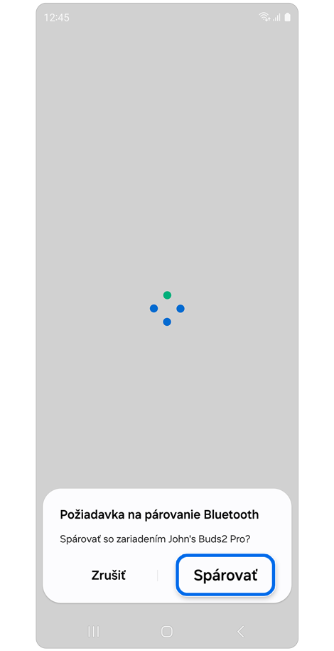 Okno na párovanie Bluetooth.