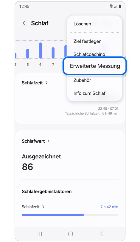 Schlaffunktion in der Samsung Health App