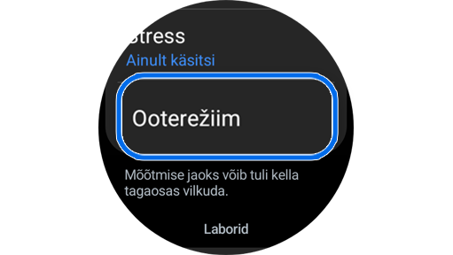 Ooterežiim funktsiooni valik Samsung Health rakenduse Seaded.