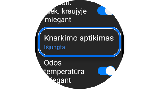 Rodiklių, kuriuos reikia aptikti ir išmatuoti naudotojui miegant, sąrašas.
