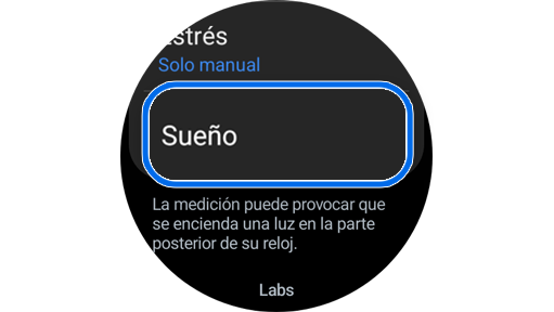 Opción de la función Sueño en los Ajustes de la aplicación Samsung Health.