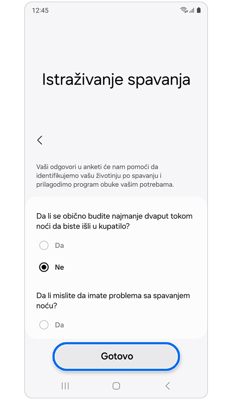 Ekran Anketa o spavanju.