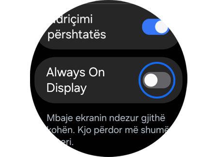 Ndërprerësi “Always On Display”.