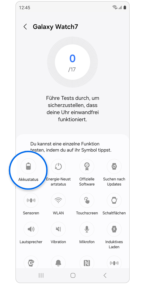 Liste der verfügbaren Diagnosetests