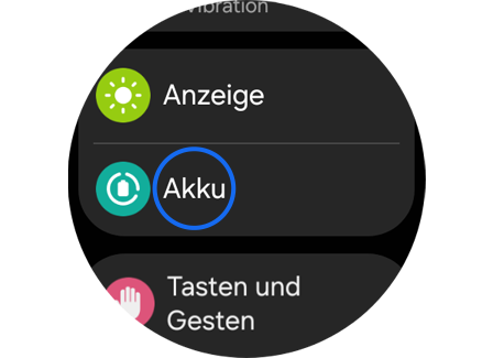 Bildschirm „Einstellungen“ der Galaxy Watch