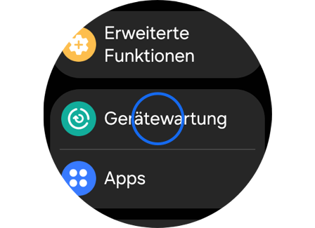 Bildschirm „Einstellungen“ der Galaxy Watch