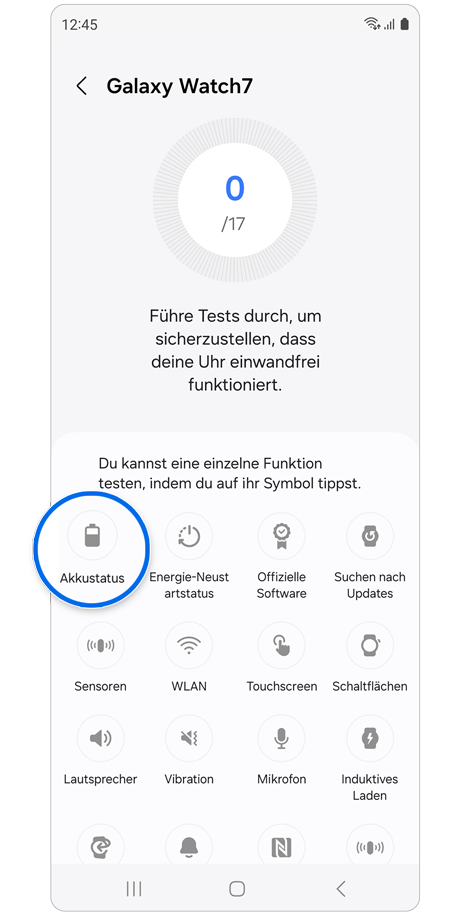 Liste der verfügbaren Diagnosetests