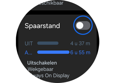 De Galaxy Watch-functie “Spaarstand”.