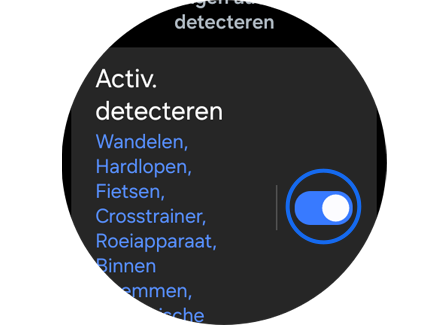 “Activiteiten detecteren” in “Instellingen”.