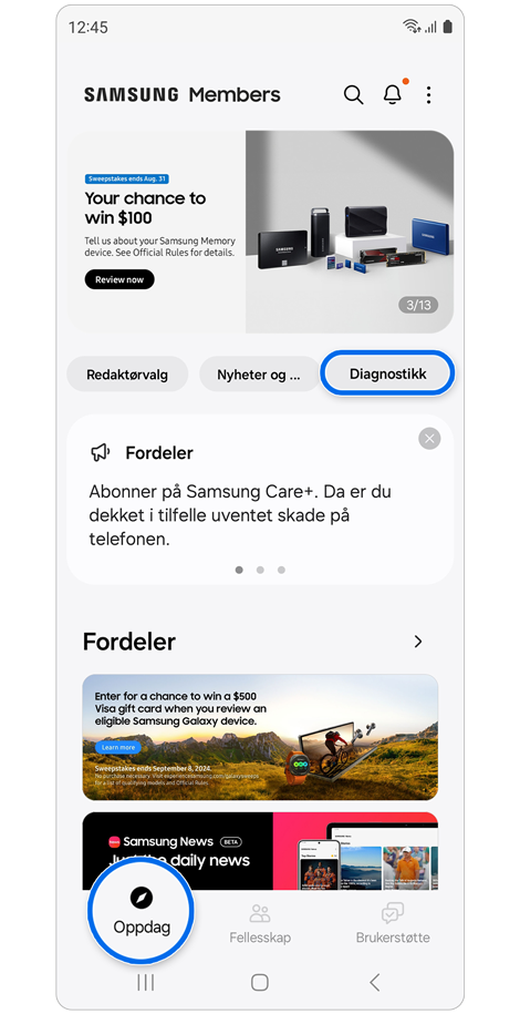 Appen Samsung Members fanen Oppdag.
