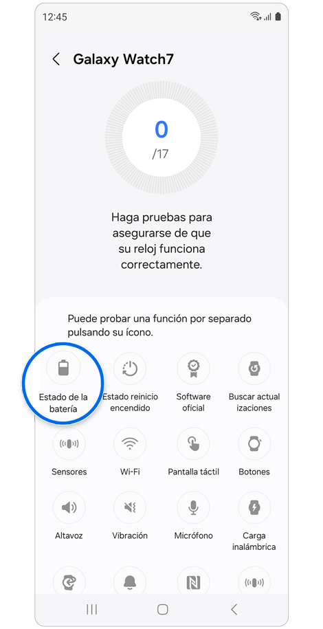 Lista de pruebas diagnósticas disponibles.