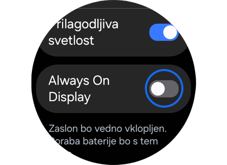 Stikalo »Always on Display«.