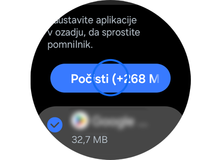 Zaslon za zapiranje aplikacij v ozadju.