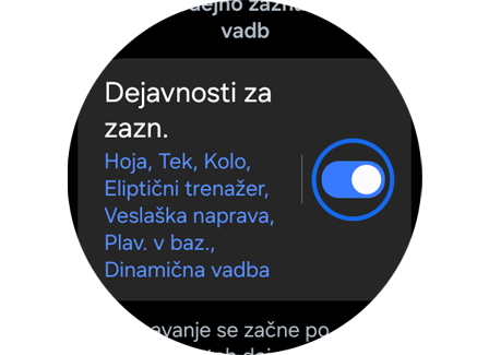 »Dejavnosti za zazn.« v »Nastavitve«.