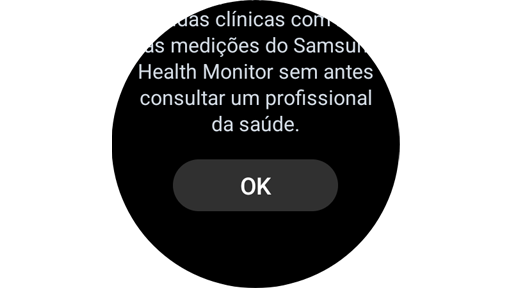 OK botão na tela de instruções de medição.