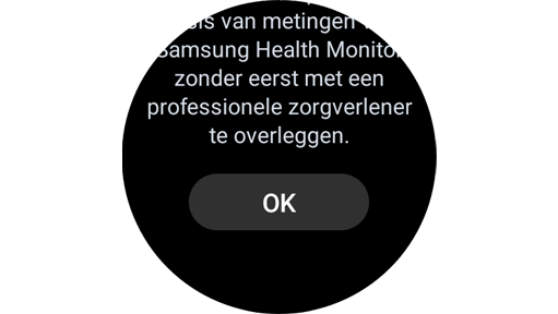 OK-knop op het meetinstructiescherm.