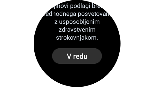 Gumb V redu na zaslonu za navodila za merjenje.